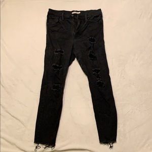 Levi’s Mile High Super Skinny Black Ripped Jeans